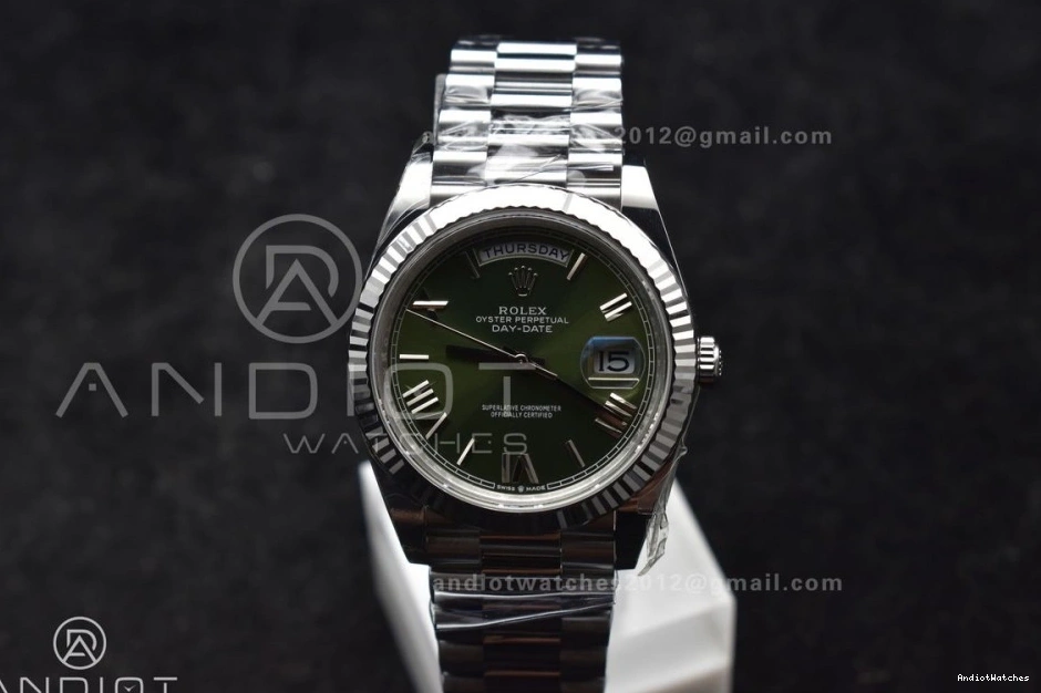 1:1 President Refined VR3255 Edition THBF (Gain 228239 Date Green Weight) Day Roman SS Dial Bracelet on Best 40 662 0323